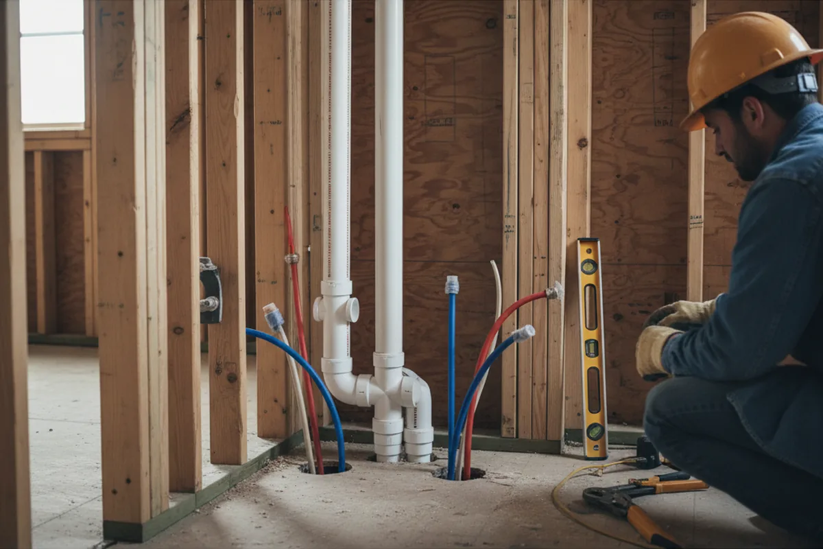Drain and supply rough-in during Garbage Disposal Repair in Newbury Park