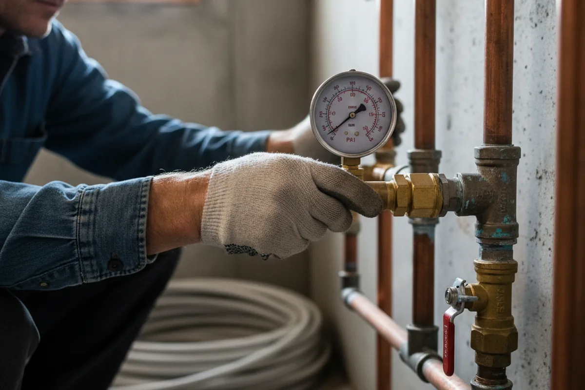 Pressure testing a repaired line during Water Line Repair in Newbury Park
